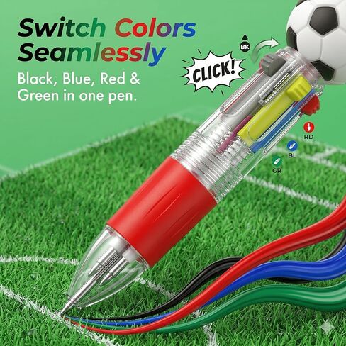 24 Pcs Soccer Party Favor Sport Pen, 4-in-1 Multicolor 0. 5mm Ballpoint Pens for Soccer Themed Party Goodie Bag Stuffers Kids Birthday Gifts Teacher Supplies, Bulk in Kuwait