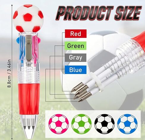 24 Pcs Soccer Party Favor Sport Pen, 4-in-1 Multicolor 0. 5mm Ballpoint Pens for Soccer Themed Party Goodie Bag Stuffers Kids Birthday Gifts Teacher Supplies, Bulk in Kuwait