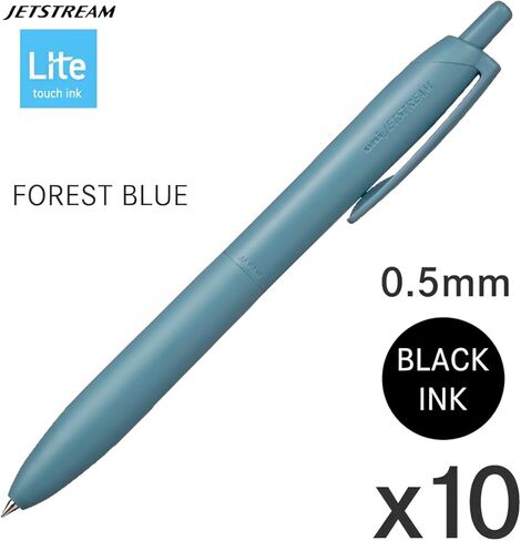 Uni Jetstream Single Ballpoint Pen, Equipped with 0.5mm Lite Touch Ink (Black), Forest Blue, SXNLS05.39, Set of 10 in Kuwait