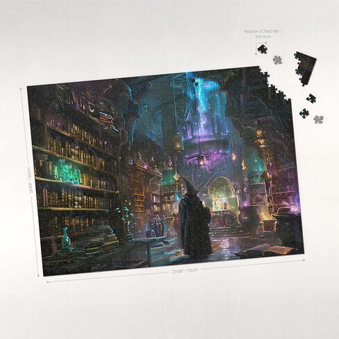 Wizard’s Library Jigsaw Puzzle 1000 Pieces for Adults - Enchanted Library and Spellbook Fantasy Art Gift for Magic Lovers - 1000pc Horizontal Puzzles (50x70cm / 19.685"x27.559") in Saudi Arabia