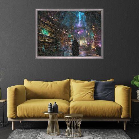 Wizard’s Library Jigsaw Puzzle 1000 Pieces for Adults - Enchanted Library and Spellbook Fantasy Art Gift for Magic Lovers - 1000pc Horizontal Puzzles (50x70cm / 19.685"x27.559") in Saudi Arabia