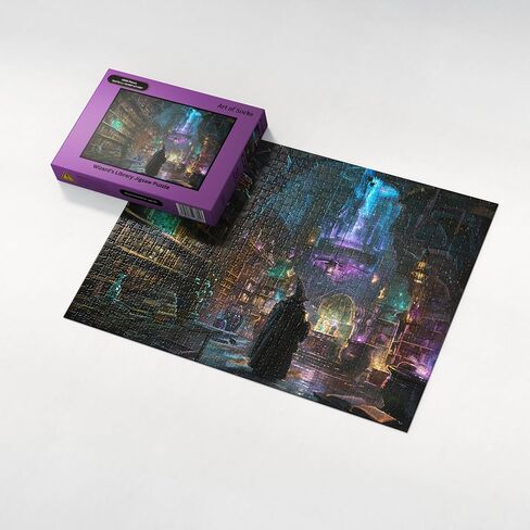 Wizard’s Library Jigsaw Puzzle 1000 Pieces for Adults - Enchanted Library and Spellbook Fantasy Art Gift for Magic Lovers - 1000pc Horizontal Puzzles (50x70cm / 19.685"x27.559") in Saudi Arabia