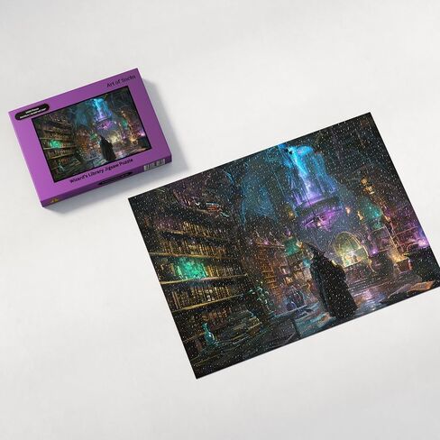 Wizard’s Library Jigsaw Puzzle 1000 Pieces for Adults - Enchanted Library and Spellbook Fantasy Art Gift for Magic Lovers - 1000pc Horizontal Puzzles (50x70cm / 19.685"x27.559") in Saudi Arabia