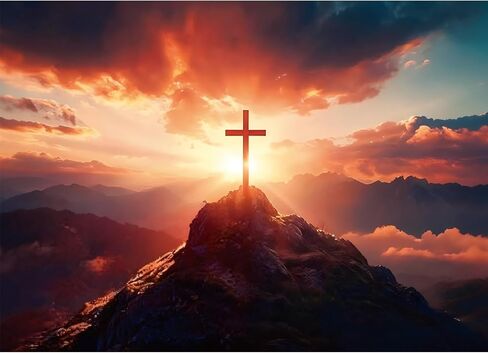 Adults Beautiful Christian Cross on The Mountaintop Sunrise Scene Jigsaw Puzzles with Faith Message Inspirational Religious Puzzle Hard Challenging Family Puzzle with Letter on Back (27.6"X19.7") in Saudi Arabia