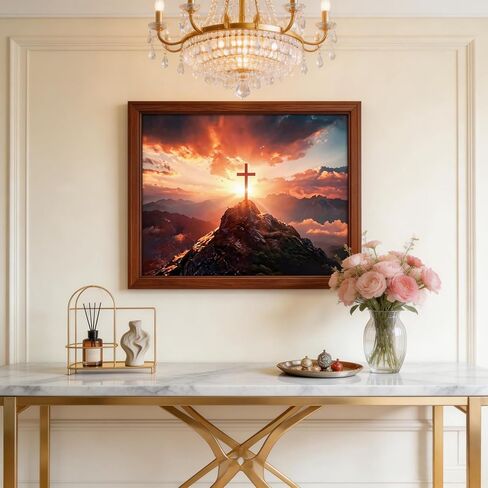 Adults Beautiful Christian Cross on The Mountaintop Sunrise Scene Jigsaw Puzzles with Faith Message Inspirational Religious Puzzle Hard Challenging Family Puzzle with Letter on Back (27.6"X19.7") in Saudi Arabia