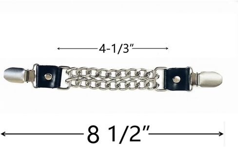 4-Piece Universal Clip on Leather Motorcycle Vest Extenders - Heavy Duty Double Chrome Chains- Adjustable Fit for Vests & Jackets with Snap in Saudi Arabia