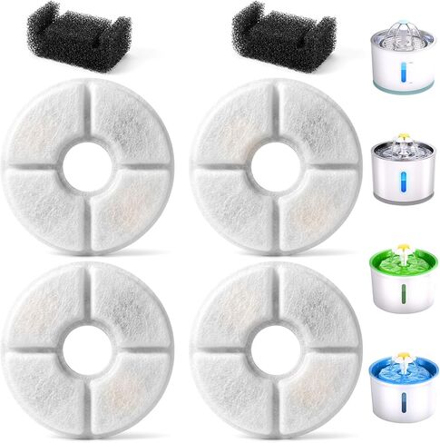 Cat Pet Water Fountain Filters, 12 Pack Replacement Filters Fit for 101oz/3L Crystal Cat Fountain, Triple Filtration System (12 Filters+12 Sponges) in Saudi Arabia