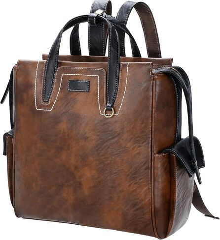 GOWIN Leather Laptop Backpack Briefcase Bag for Men Leather Messenger Bag for Travel and Office Shoulder Bag (Brown) in Saudi Arabia