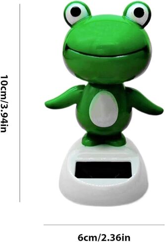 Green Bobble Head Frog Dashboard Ornament, Cute Solar Powered Shaking Head Ornament, Car Dashboard Decoration, Animated Window Car Decor for Decoration，Bobbleheads in Saudi Arabia
