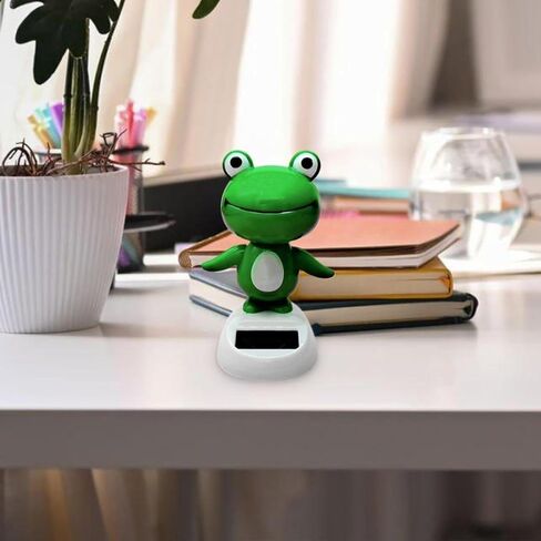 Green Bobble Head Frog Dashboard Ornament, Cute Solar Powered Shaking Head Ornament, Car Dashboard Decoration, Animated Window Car Decor for Decoration，Bobbleheads in Saudi Arabia