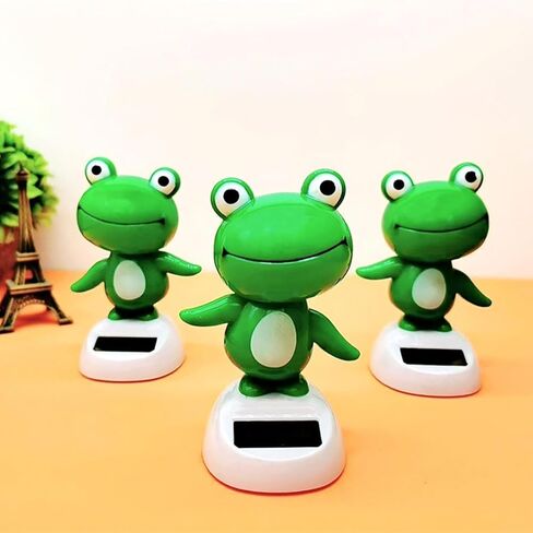 Green Bobble Head Frog Dashboard Ornament, Cute Solar Powered Shaking Head Ornament, Car Dashboard Decoration, Animated Window Car Decor for Decoration，Bobbleheads in Saudi Arabia
