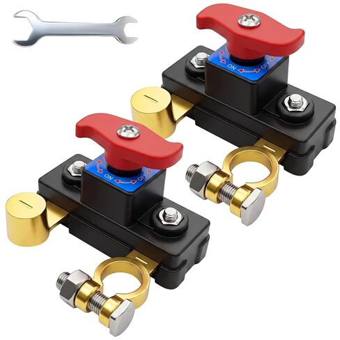 2 Pcs Battery Disconnect Switch 12V 24V, Pure Copper Master Cut Off & Kill Switch for Car Truck RV Boat Marine Camper, Anti-Theft Removable Knob Manual Battery Shut Off in Kuwait