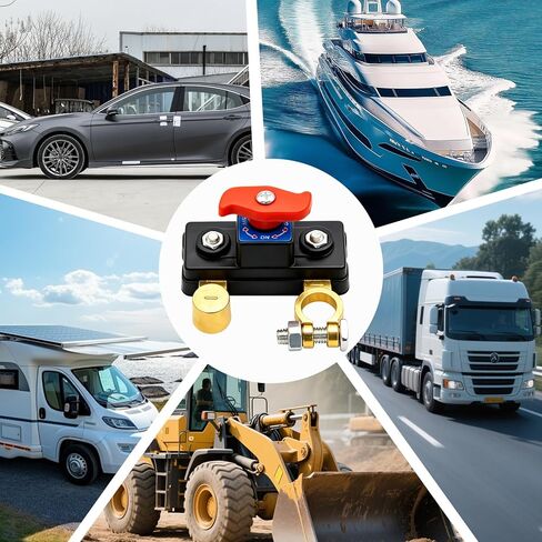 2 Pcs Battery Disconnect Switch 12V 24V, Pure Copper Master Cut Off & Kill Switch for Car Truck RV Boat Marine Camper, Anti-Theft Removable Knob Manual Battery Shut Off in Kuwait