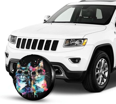 Watercolor Cat Spare Tire Cover Wheel Protectors Dust-Proof Wheel Tire Cover Fit Trailer, Rv, Sand Many Vehicle 15inch in Saudi Arabia