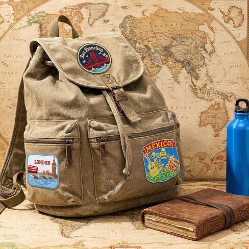 11PCS World Travel Embroidery Patches Iron On Applique Set Landmark Inspired Designs for Jackets Backpacks Hats DIY Clothing in Kuwait