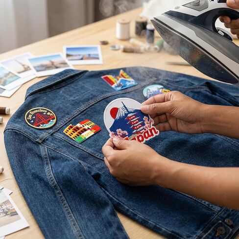 11PCS World Travel Embroidery Patches Iron On Applique Set Landmark Inspired Designs for Jackets Backpacks Hats DIY Clothing in Kuwait