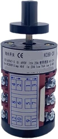 0-4 Positions HZ8B-20/5/3 Electrical Control 3 Layers 20A Changeover Rotary Cam Switch Interruptor Silver in Saudi Arabia