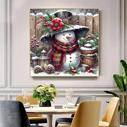Christmas Snowman Holly Diamond Art Kits for Adults, 5D Diamond Painting Kits for Adults Beginners, DIY Full Round Drill Diamond Dot Painting Gem Art Kits for Adult, Home Wall Decor 13.8x13.8 Inch in Saudi Arabia
