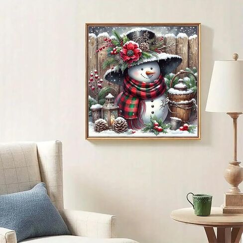 Christmas Snowman Holly Diamond Art Kits for Adults, 5D Diamond Painting Kits for Adults Beginners, DIY Full Round Drill Diamond Dot Painting Gem Art Kits for Adult, Home Wall Decor 13.8x13.8 Inch in Saudi Arabia