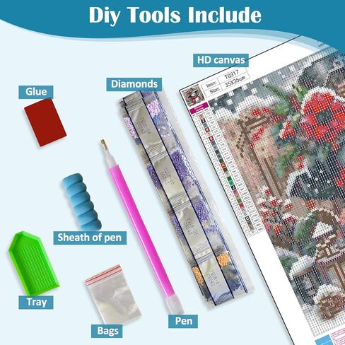 Christmas Snowman Holly Diamond Art Kits for Adults, 5D Diamond Painting Kits for Adults Beginners, DIY Full Round Drill Diamond Dot Painting Gem Art Kits for Adult, Home Wall Decor 13.8x13.8 Inch in Saudi Arabia