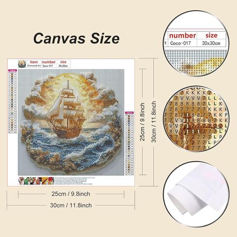 HvasJing Link Ornate Sailing Ship 5D Full Drill Diamond Painting Kit for Adults - Beginner-Friendly with Complete Tools, Stress Relief DIY for Home Wall Decor, 12x12 Inch Full Round Diamonds in Saudi Arabia