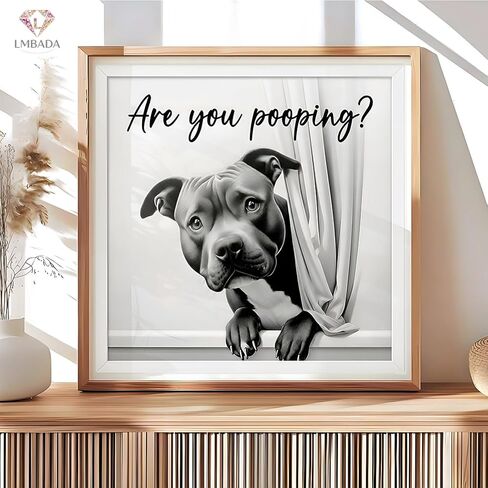 LMBADA Diamond Painting Kits for Adults Dog, 5D Funny Dog are You Pooping Diamond Art Kits, Round Full Drill Animal Diamond Dot DIY Crafts Home Wall Decor Gift 12x12 Inch in Kuwait