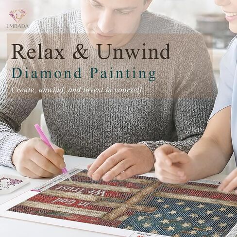 LMBADA Diamond Painting Kits for Adults Beginner American Flag, 5D Diamond Art Kits Flag, Round Full Drill Flag Painting DIY Dot Gem Crafts Home Wall Decor Gift 16x12 Inch in Kuwait