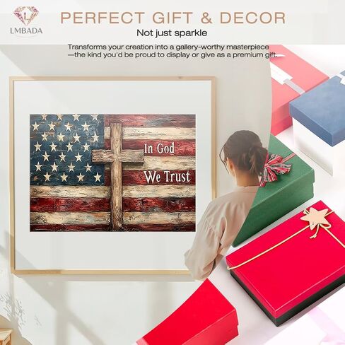 LMBADA Diamond Painting Kits for Adults Beginner American Flag, 5D Diamond Art Kits Flag, Round Full Drill Flag Painting DIY Dot Gem Crafts Home Wall Decor Gift 16x12 Inch in Kuwait