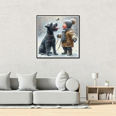 PFFNGPEN Animal Diamond Painting Kits for Adults, 5D DIY Dog Diamond Art Kits for Beginners, Full Drill Round Diamond Art for Home Wall Decor, 12x12 inch in Saudi Arabia