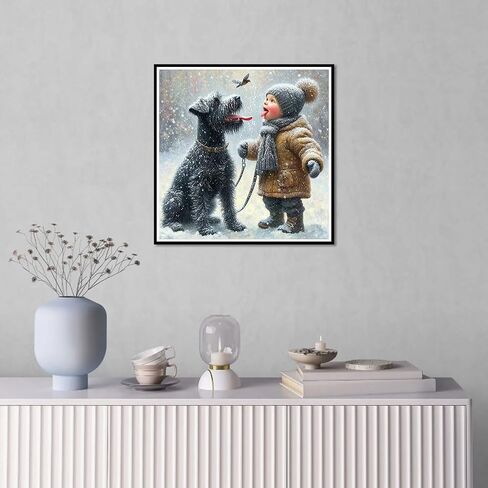 PFFNGPEN Animal Diamond Painting Kits for Adults, 5D DIY Dog Diamond Art Kits for Beginners, Full Drill Round Diamond Art for Home Wall Decor, 12x12 inch in Saudi Arabia