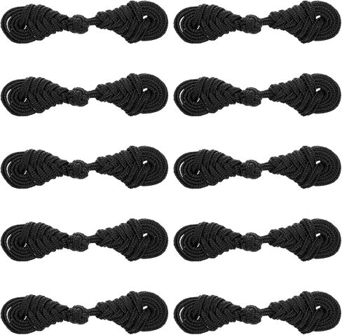 10 Pairs Chinese Closure Buttons Handmade Sewing Fasteners Black Sewing Buttons Fasteners Chinese Knots Frog Button Cheongsam Frog Button for Clothing Dress Cloak Coats Scarf Costumes in Kuwait