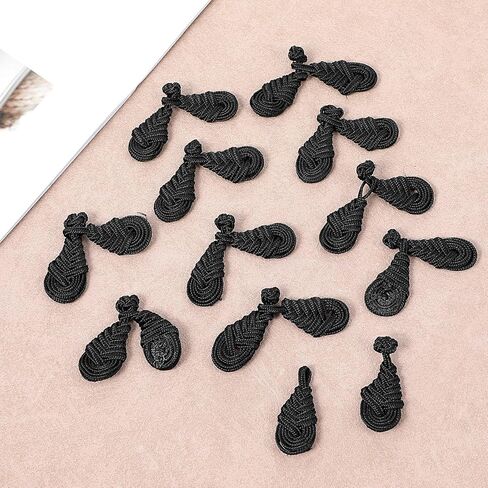 10 Pairs Chinese Closure Buttons Handmade Sewing Fasteners Black Sewing Buttons Fasteners Chinese Knots Frog Button Cheongsam Frog Button for Clothing Dress Cloak Coats Scarf Costumes in Kuwait