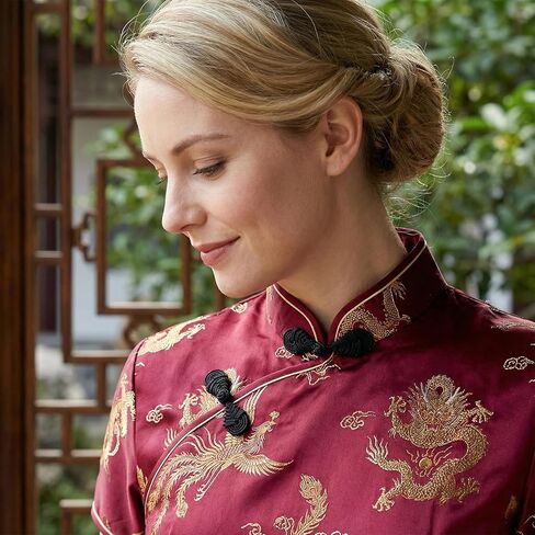 10 Pairs Chinese Closure Buttons Handmade Sewing Fasteners Black Sewing Buttons Fasteners Chinese Knots Frog Button Cheongsam Frog Button for Clothing Dress Cloak Coats Scarf Costumes in Kuwait