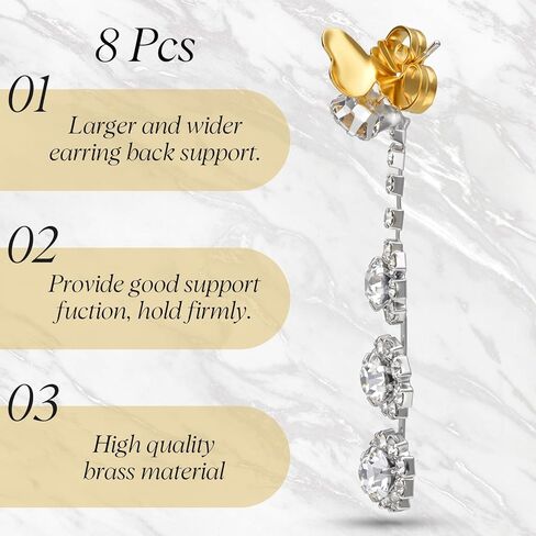 4 Pairs Earring Backs for Droopy Ears, Large Backing Studs Earring Lifter for Heavy Support Backs Secure Earrings Lifters for Droopy Ears Big Studs (Heart) in Kuwait