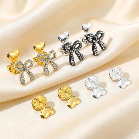 4 Pairs Earring Backs for Droopy Ears, Large Backing Studs Earring Lifter for Heavy Support Backs Secure Earrings Lifters for Droopy Ears Big Studs (Heart) in Kuwait