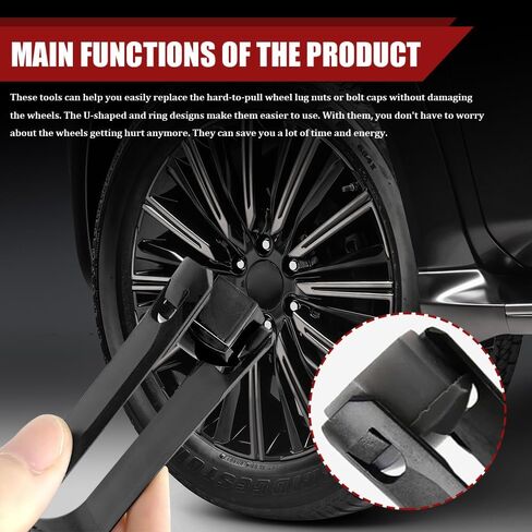 3PCS Car Wheel Hub Bolt Nut Cover Removal Tool, Lug Nut Removal Tool, 3 Styles Lug Cap Cover Remover Set, Car Accessories Wheel Hub Puller & Bolt Cap Remover Hook Universal for Most Vehicles in Saudi Arabia