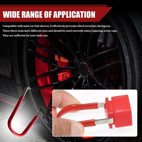 3PCS Car Wheel Hub Bolt Nut Cover Removal Tool, Lug Nut Removal Tool, 3 Styles Lug Cap Cover Remover Set, Car Accessories Wheel Hub Puller & Bolt Cap Remover Hook Universal for Most Vehicles in Saudi Arabia