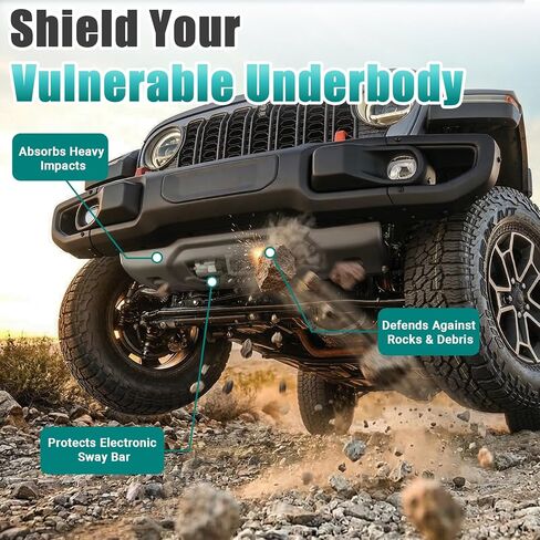 Skid Plate Compatible with 2018-2026 Jeep Wrangler JL ＆ 2020-2026 Gladiator JT, Only for 10th Anniversary Style Bumper in Saudi Arabia