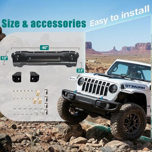 Skid Plate Compatible with 2018-2026 Jeep Wrangler JL ＆ 2020-2026 Gladiator JT, Only for 10th Anniversary Style Bumper in Saudi Arabia