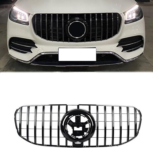 KARPAL Front GT Grille Bumper Grille Compatible With Mercedes Benz X167 GLS450 GLS580 2020 2021 2022 2023 With Hole Black in Kuwait