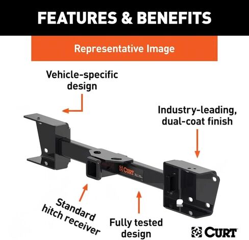 CURT Class 3 Trailer Hitch 2" Receiver with 4-Way Flat Output Custom Wiring Harness fits 2019-2026 Ascent | Resists Rust, Chipping, & UV | Includes Hardware and Dust Cover in Kuwait