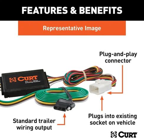 CURT Class 3 Trailer Hitch 2" Receiver with 4-Way Flat Output Custom Wiring Harness fits 2019-2026 Ascent | Resists Rust, Chipping, & UV | Includes Hardware and Dust Cover in Kuwait