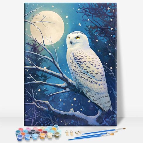 HUINORYA Blue Jay Bird Winter Bird Framed Canvas DIY Paint by Numbers Kit Bar Cafe Cave Home Room Wall Bathroom Porch Patio Decor Gift, 16 x 12 Inch in Saudi Arabia