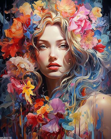 WUIVCTR Woman Paint by Numbers Woman for Adults, Acrylic Oil Paint by Numbers Kits for Beginner with Paintbrushes 16x20in Paintwork Art Canvas for Home Decor in Kuwait