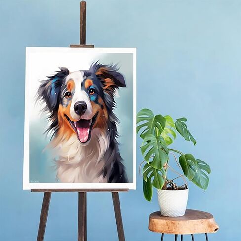 XTXGERL Canvas DIY Oil Painting for Adults, Australian Shepherd Dog, Painting by Number Kits on Canvas, DIY Acrylic Painting Kit, Home Wall Decor Gift, 40x50cm in Kuwait