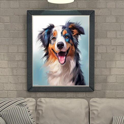 XTXGERL Canvas DIY Oil Painting for Adults, Australian Shepherd Dog, Painting by Number Kits on Canvas, DIY Acrylic Painting Kit, Home Wall Decor Gift, 40x50cm in Kuwait