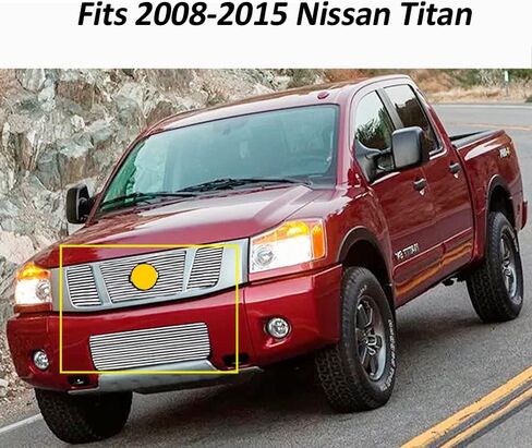 Front Grill Inserts for Nissan Titan 2008-2015 Chrome Aluminum Billet Grille Combo Upper Lower 4pcs 2009 2010 2011 2012 2013 2014 in Saudi Arabia