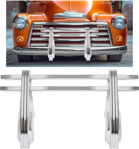 KUAFU Front Bumper Grille Brush Guard Compatible with 1947-1954 Chevy Chevrolet Truck 3100 3600 3700 3800 3900 Bull Bar Front Bumper Grill Guard Frame Protector Steel Chrome in Kuwait