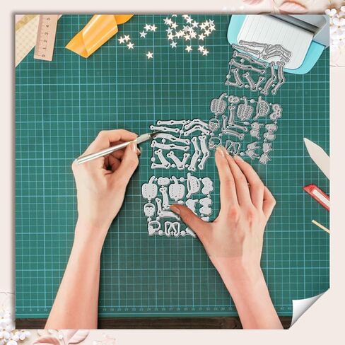 WADORN Skeleton Man Cutting Die Cuts, Metal Halloween Theme Embossing Stencil Die Cuts Skull Ghost Stencils DIY Crafts Cards Embossing Tools for DIY Scrapbooking Craft Photo Album Paper Card Decor in Kuwait