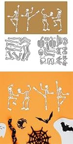 WADORN Skeleton Man Cutting Die Cuts, Metal Halloween Theme Embossing Stencil Die Cuts Skull Ghost Stencils DIY Crafts Cards Embossing Tools for DIY Scrapbooking Craft Photo Album Paper Card Decor in Kuwait